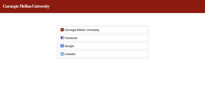 CMU Login Screen, showing social login for parents and guardians