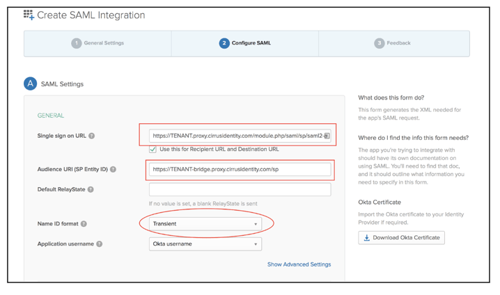 Configure the SAML Parameters